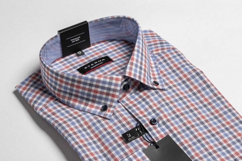 Eterna Modern fit kék-fehér-piros kockás ing 3905-18-X14U -2